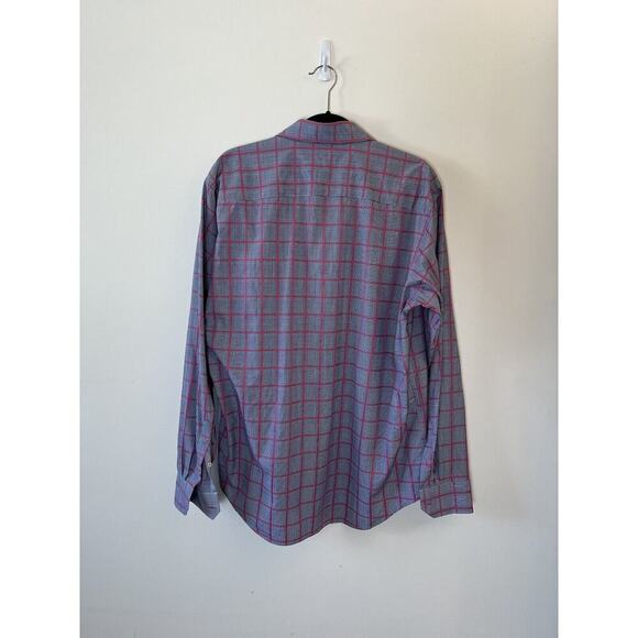 Bugatchi Uomo Mens Classic Fit Shirt Size XL Preppy Button Up Flip Sleeve Plaid - Picture 3 of 9